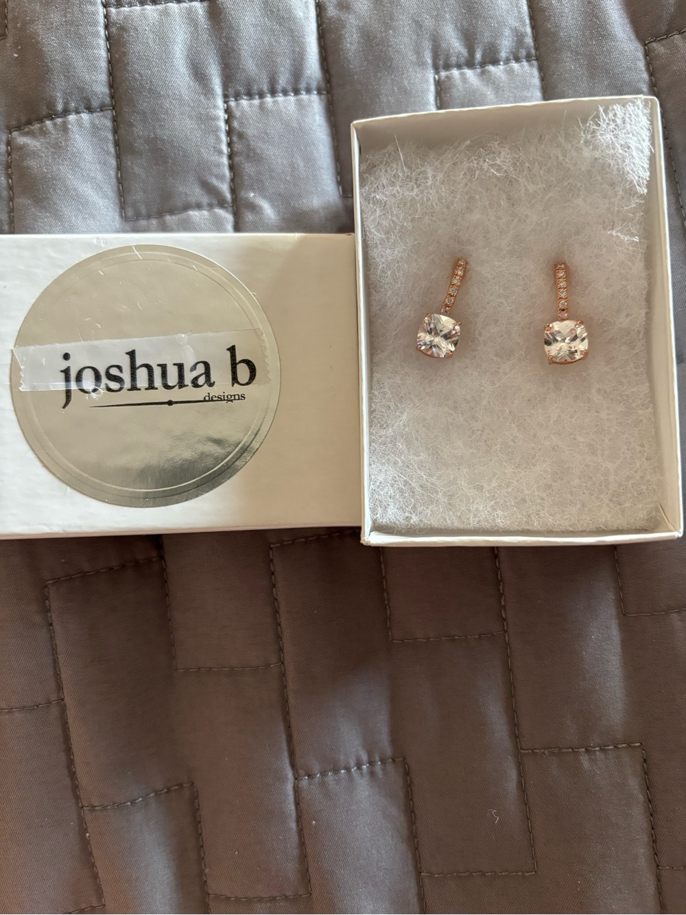 Joshua B Rose Gold Crystal Drop Earrings